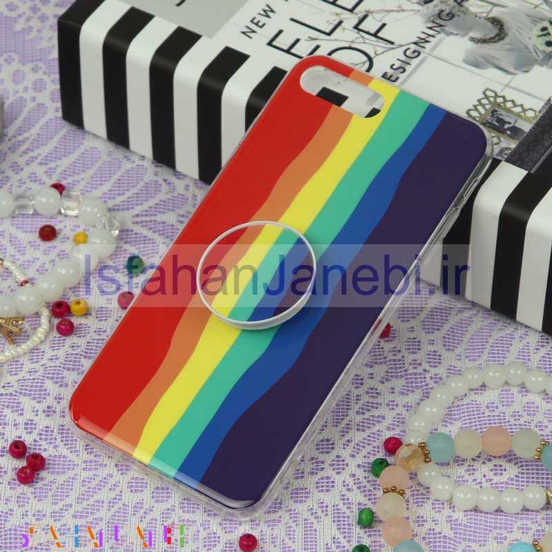 اصفهان جانبی-قاب سوپر IMD دور شفاف پاپ سوکت دار iPhone 7 Plus / 8 Plus رنگین کمانی
