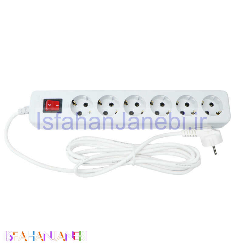 اصفهان جانبی-چند راهی 6 خانه ارت دار نیک پارت الکتریک با کابل 3 متری PE707