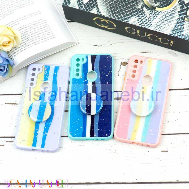 اصفهان جانبی-قاب محافظ لنزدار رزین رنگین کمانی پاپ سوکت دار Xiaomi Redmi Note 8