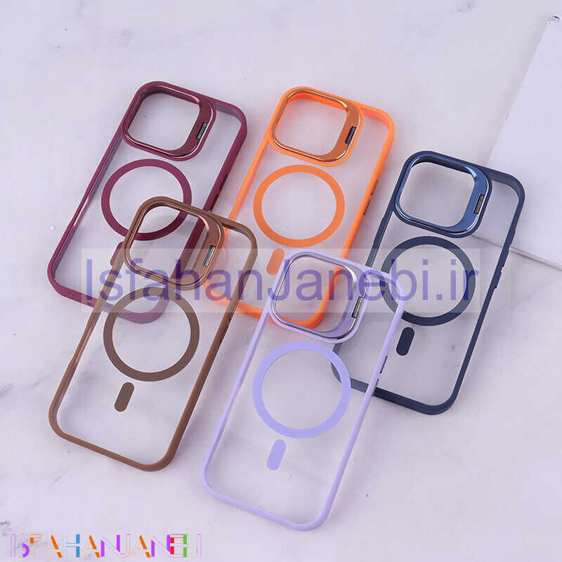 اصفهان جانبی-قاب PC مگ سیف آیفون iPhone 16 Pro استندشو با محافظ لنز رینگی