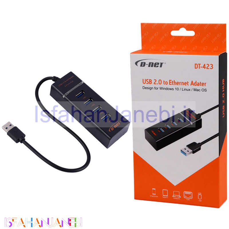 اصفهان جانبی-هاب 4 پورت USB 2.0 دی نت DT-423