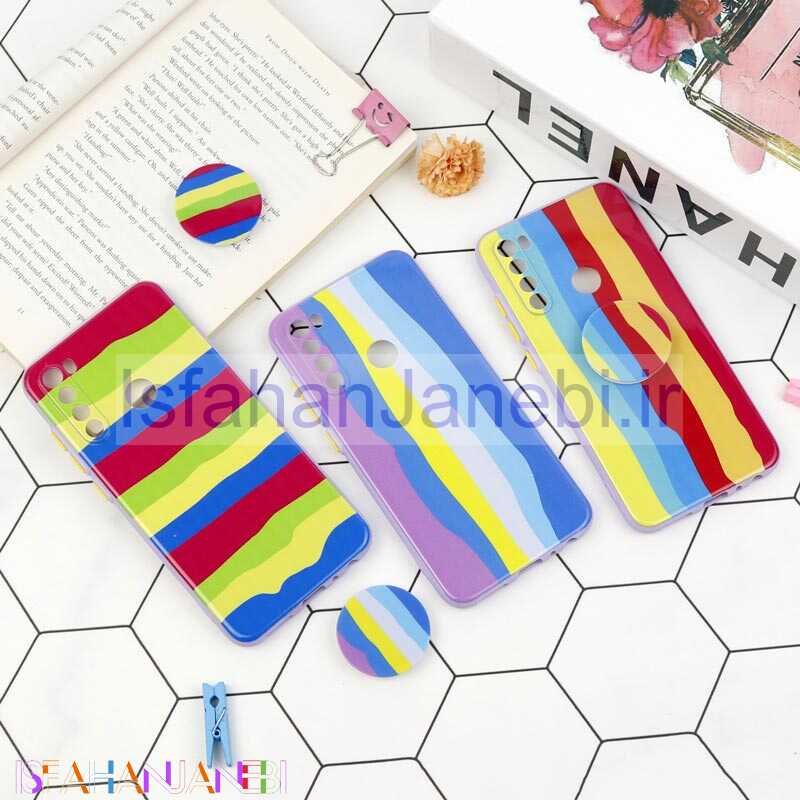 اصفهان جانبی-قاب محافظ لنزدار رنگین کمانی پاپ سوکت دار شیائومی Redmi Note 8