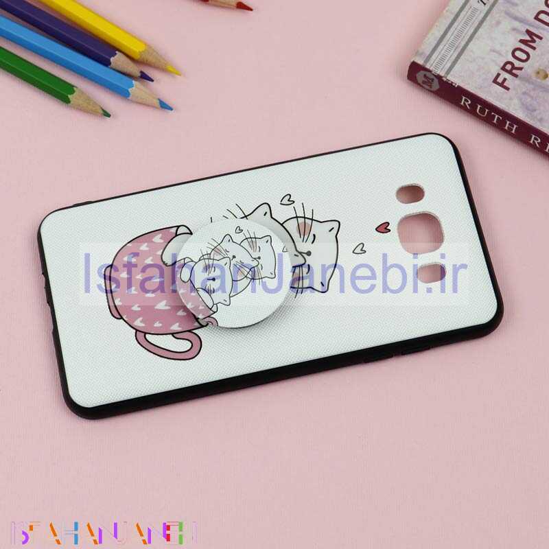 اصفهان جانبی-قاب فانتزی برجسته + پاپ سوکت طرح گربه سامسونگ J7 2016 سری D