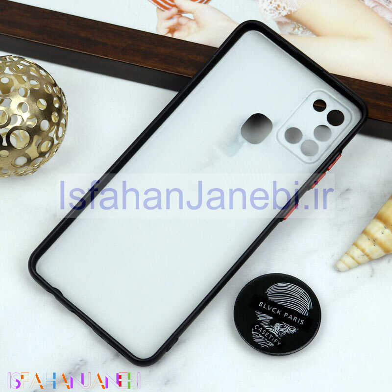 اصفهان جانبی-قاب PC محافظ لنز دار طرح Blvck + پاپ سوکت Samsung Galaxy A21s