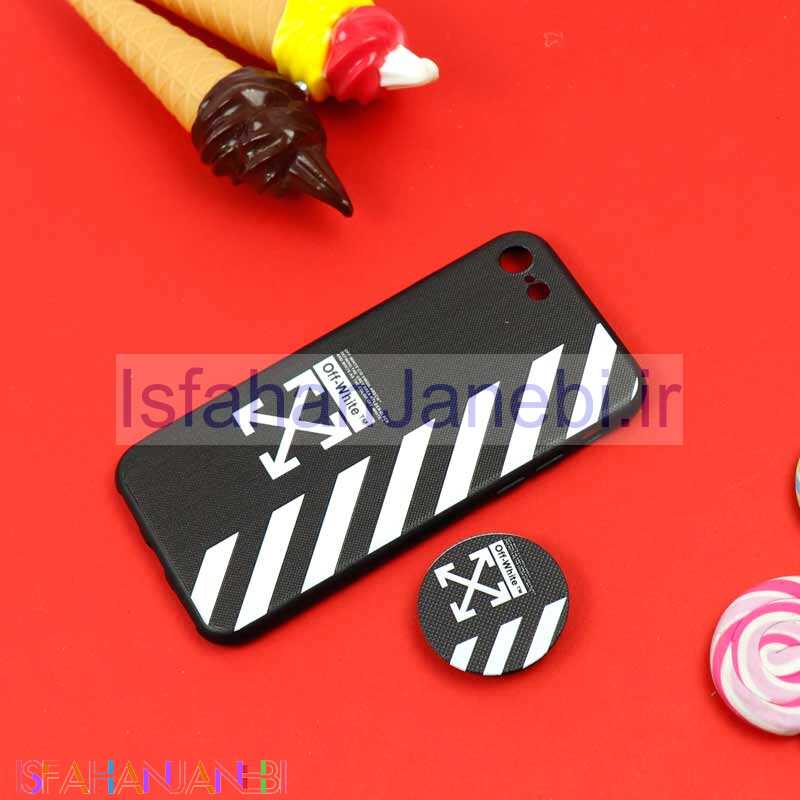 اصفهان جانبی-قاب فانتزی برجسته + پاپ سوکت طرح Off White آیفون iPhone 7/8 سری D