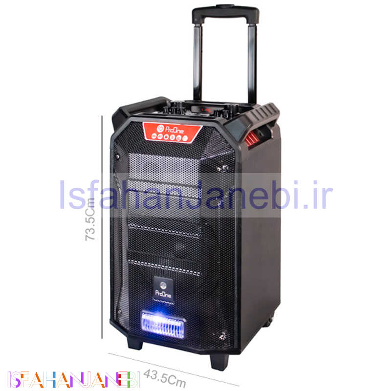 اصفهان جانبی-اسپیکر چمدانی بلوتوثی رم و فلش خور ProOne PSB4965 + میکروفون و ریموت کنترل