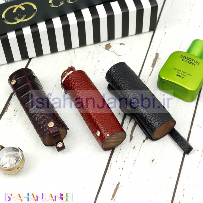 اصفهان جانبی-کیف هندزفری دکمه مگنتی استوانه چرم طبیعی