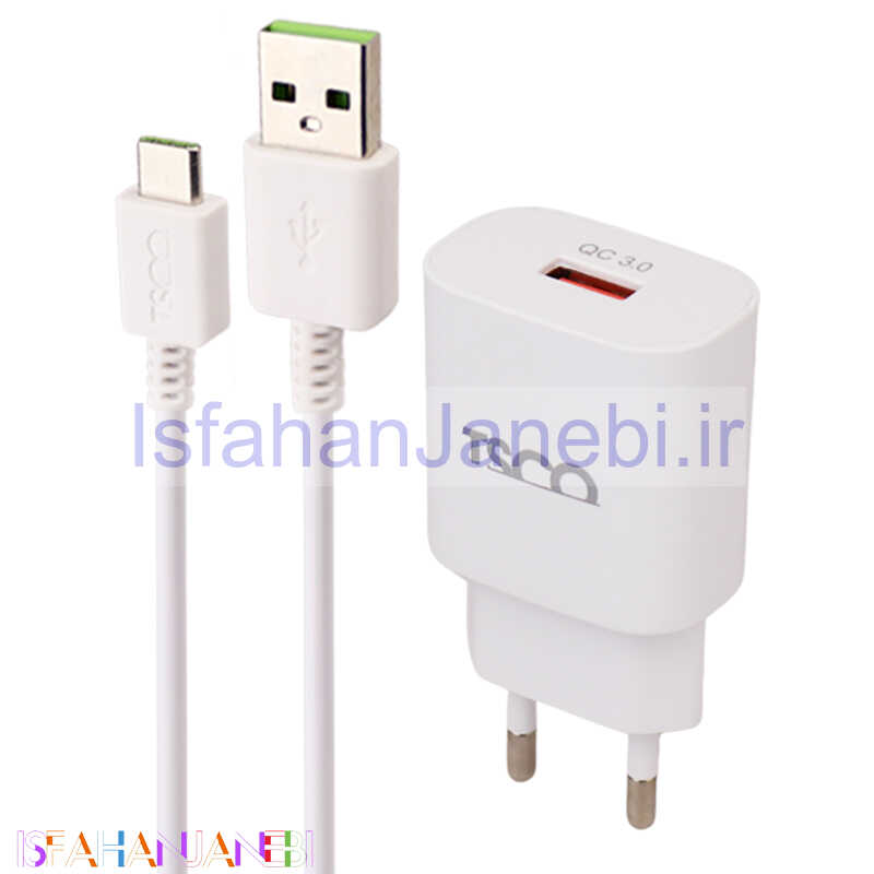 اصفهان جانبی-شارژر دیواری فست شارژ TSCO TTC61 QC3 PD 3.6A + کابل تایپ سی