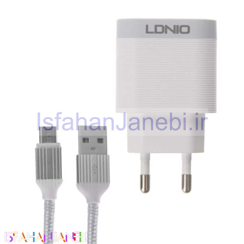 اصفهان جانبی-شارژر دیواری فست شارژ LDNIO A303Q QC3 18W + کابل میکرو یو اس بی