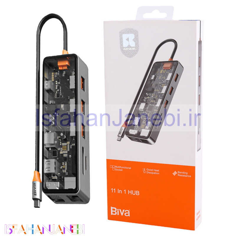 اصفهان جانبی-هاب 11 پورت Type-C بیوا HUB-04
