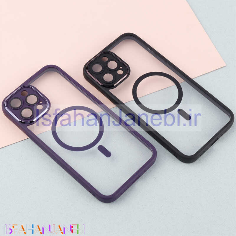 اصفهان جانبی-قاب PC شفاف متال ایرون دور رنگی مگ سیف محافظ لنزدار iPhone 12 Pro Max