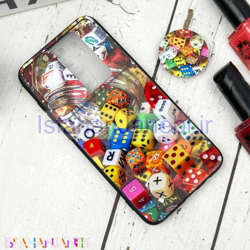 اصفهان جانبی-قاب طرحدار محافظ لنزدار کشویی + پاپ سوکت طرح تاس شیائومی Redmi Note 8 Pro سری B