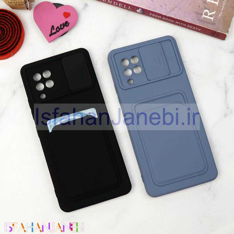 اصفهان جانبی-قاب سیلیکونی محافظ لنزکشویی جاکارتی دار Samsung Galaxy A42 5G دارک