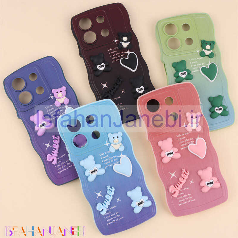 اصفهان جانبی-قاب کرومی رنگی مات عروسک برجسته محافظ لنزدار Xiaomi Redmi Note 13 5G