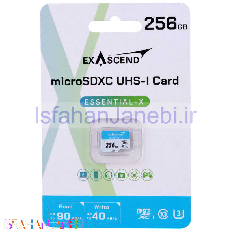 اصفهان جانبی-رم میکرو 256 گیگ اگزاسند ExAscend Essential-X U3 C10 90MB/s