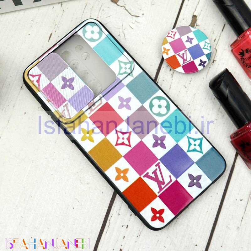 اصفهان جانبی-قاب طرحدار محافظ لنزدار کشویی + پاپ سوکت طرح LV رنگی شیائومی Redmi Note 8 Pro سری B