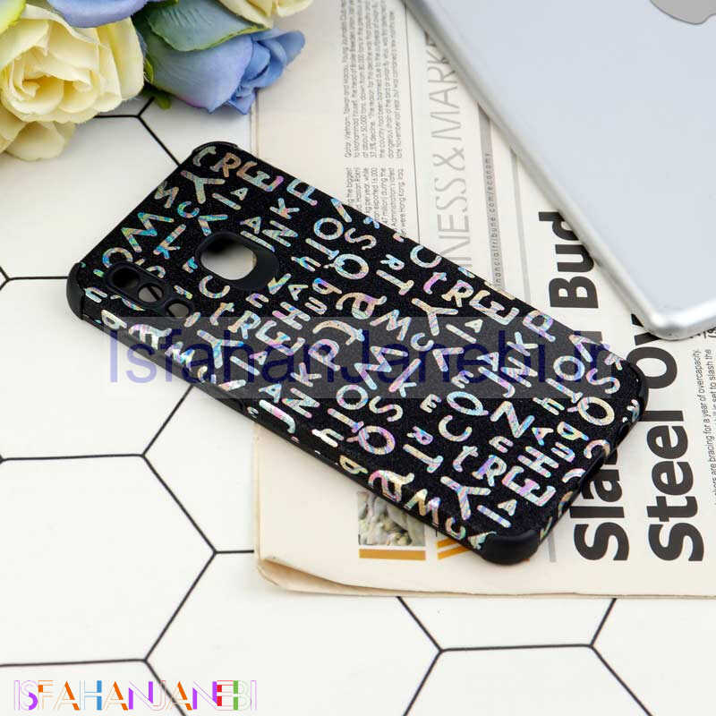 اصفهان جانبی-قاب شاینی سواروسکی محافظ لنزدار طرح لاتین Samsung Galaxy A20