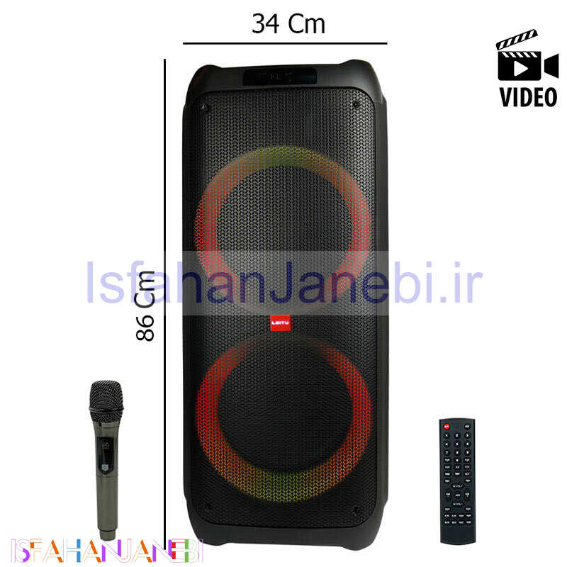 اصفهان جانبی-اسپیکر چمدانی بلوتوثی رم و فلش خور Leitu Party Box 2000 TWS + میکروفون و ریموت کنترل