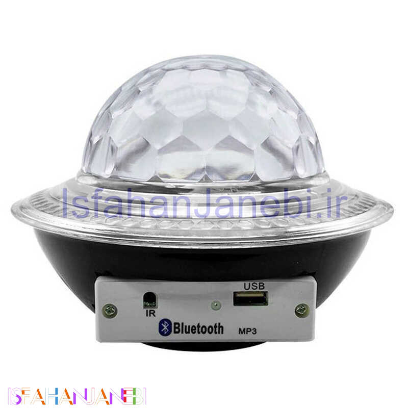 اصفهان جانبی-لامپ LED اسپیکر دار بلوتوثی و فلش خور UFO Crystal Magic Ball 18W + ریموت کنترل