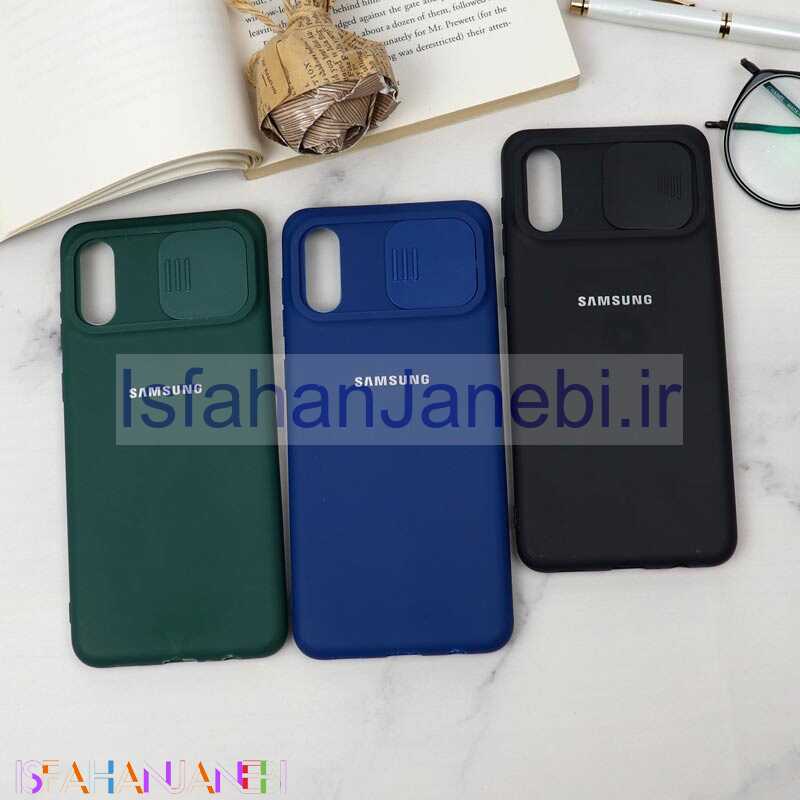 اصفهان جانبی-قاب سیلیکونی TPU محافظ لنزدار کشویی Samsung A02 دارک