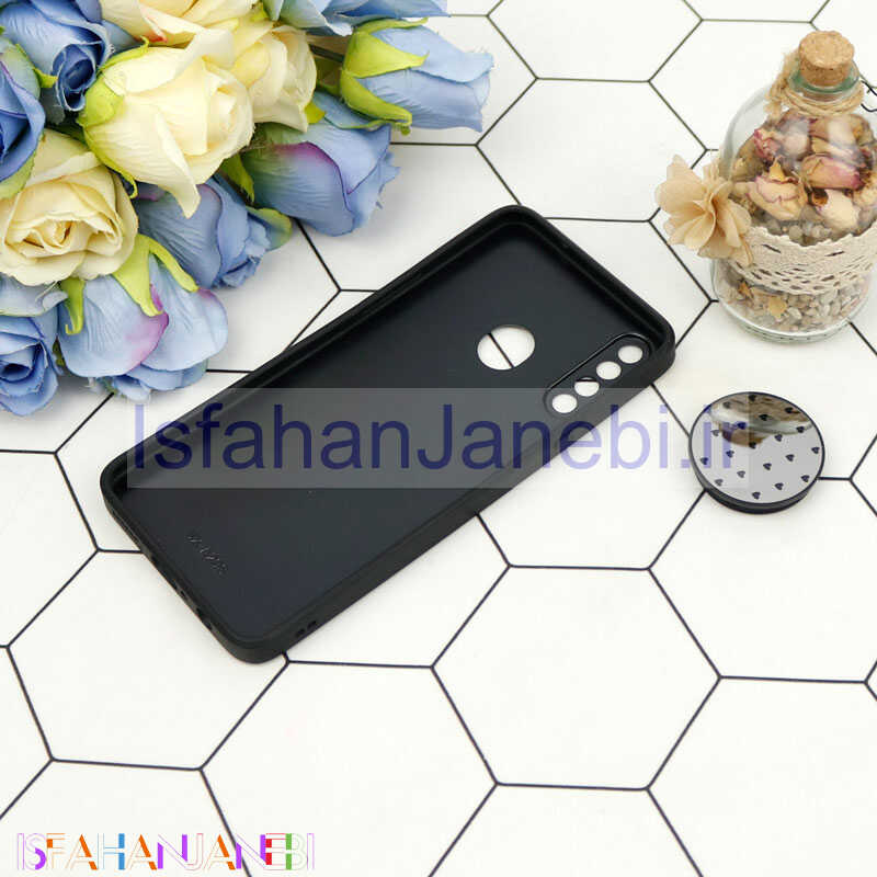 اصفهان جانبی-قاب محافظ لنزدار آینه ای + پاپ سوکت طرح قلب مشکی Samsung Galaxy A20s