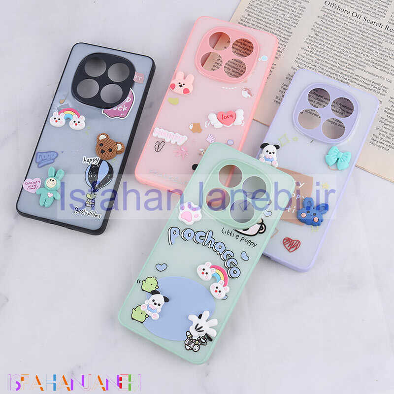 اصفهان جانبی-قاب شاینی شیائومی Redmi Note 14 Pro 5G عروسک برجسته محافظ لنزدار