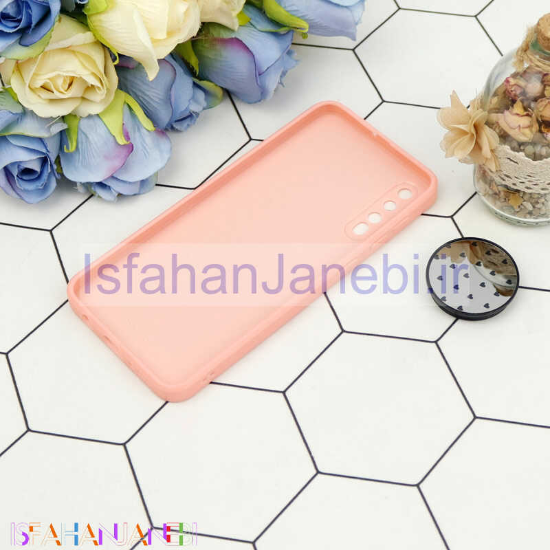 اصفهان جانبی-قاب محافظ لنزدار آینه ای + پاپ سوکت طرح قلب صورتی Samsung Galaxy A30s/A50s