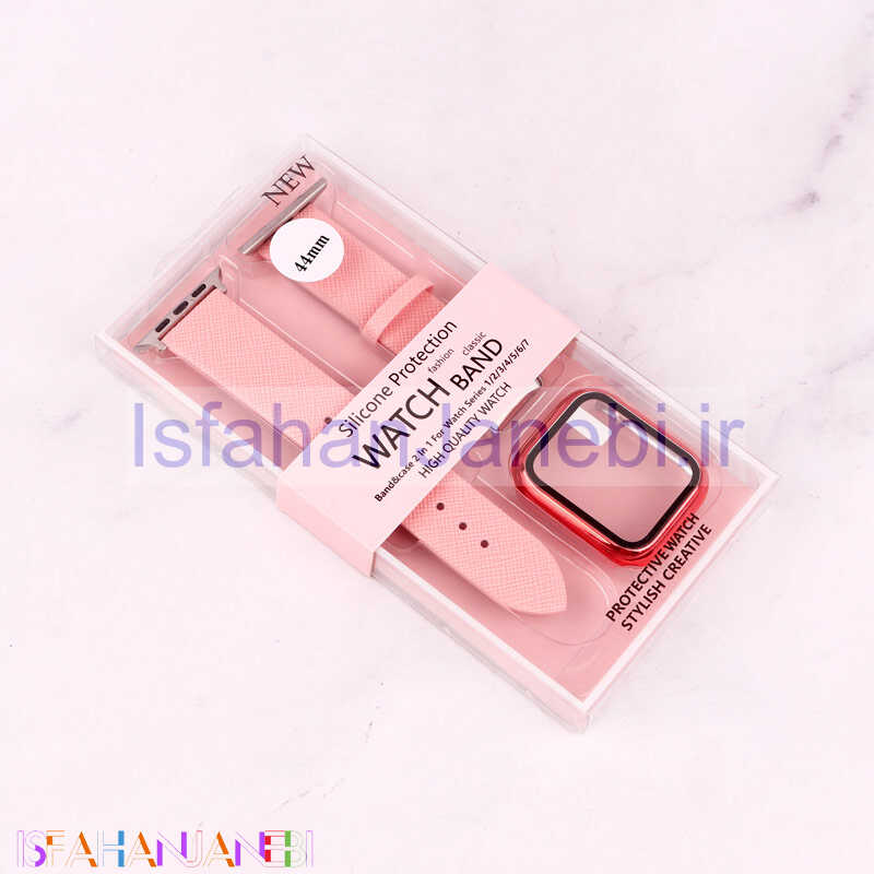 اصفهان جانبی-بند اپل واچ طرح چرم + محافظ صفحه 44mm