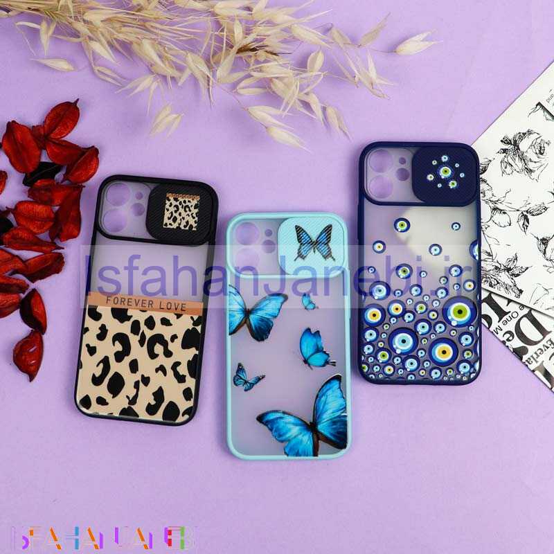 اصفهان جانبی-قاب محافظ لنز دار کشویی طرحدار دخترانه iPhone 12 Mini سری B