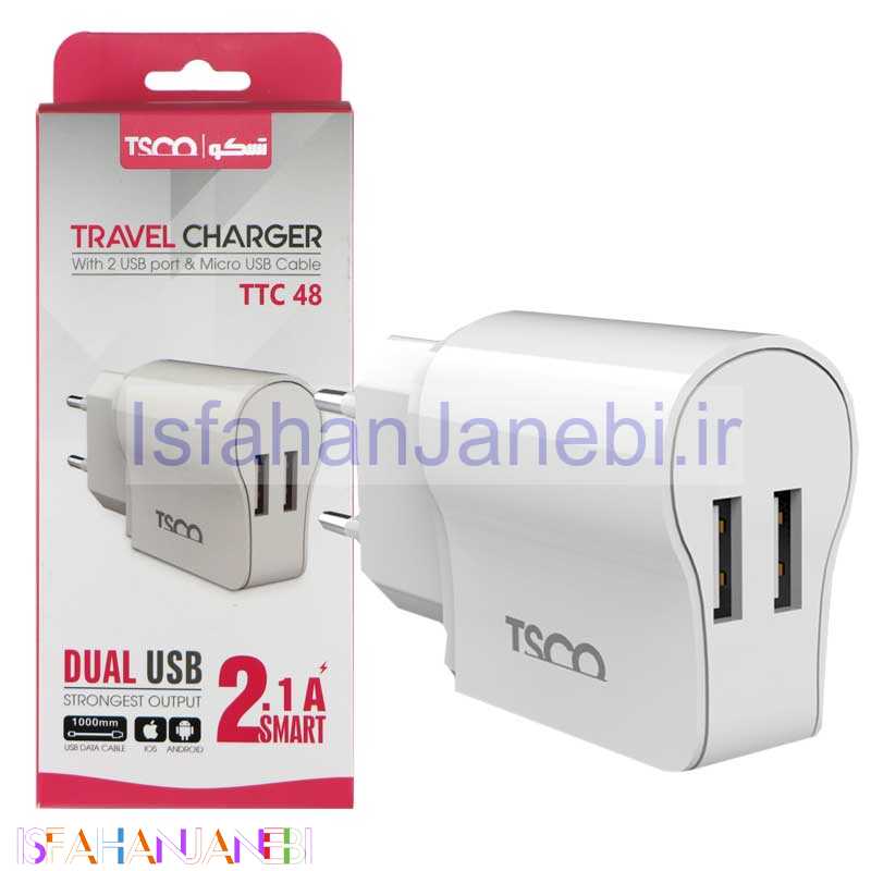 اصفهان جانبی-شارژر TSCO TTC 48 + کابل میکرو یو اس بی