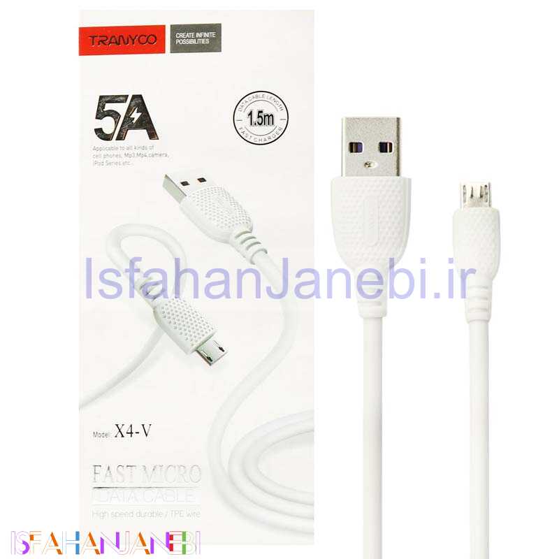 اصفهان جانبی-کابل میکرو یو اس بی فست شارژ Tranyoo X4-V 5A 1.5m