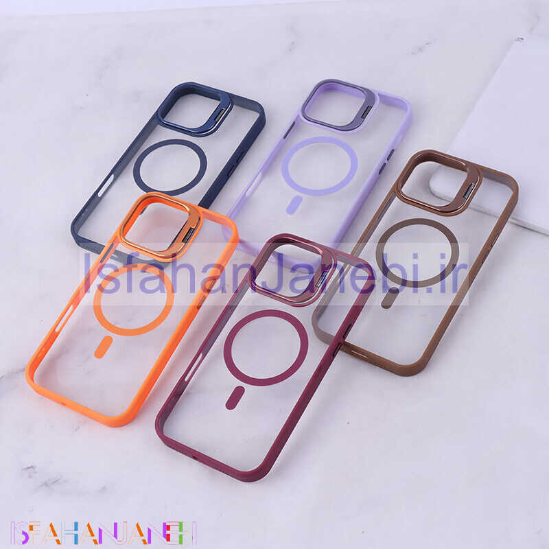 اصفهان جانبی-قاب PC مگ سیف آیفون iPhone 16 Pro Max استندشو با محافظ لنز رینگی