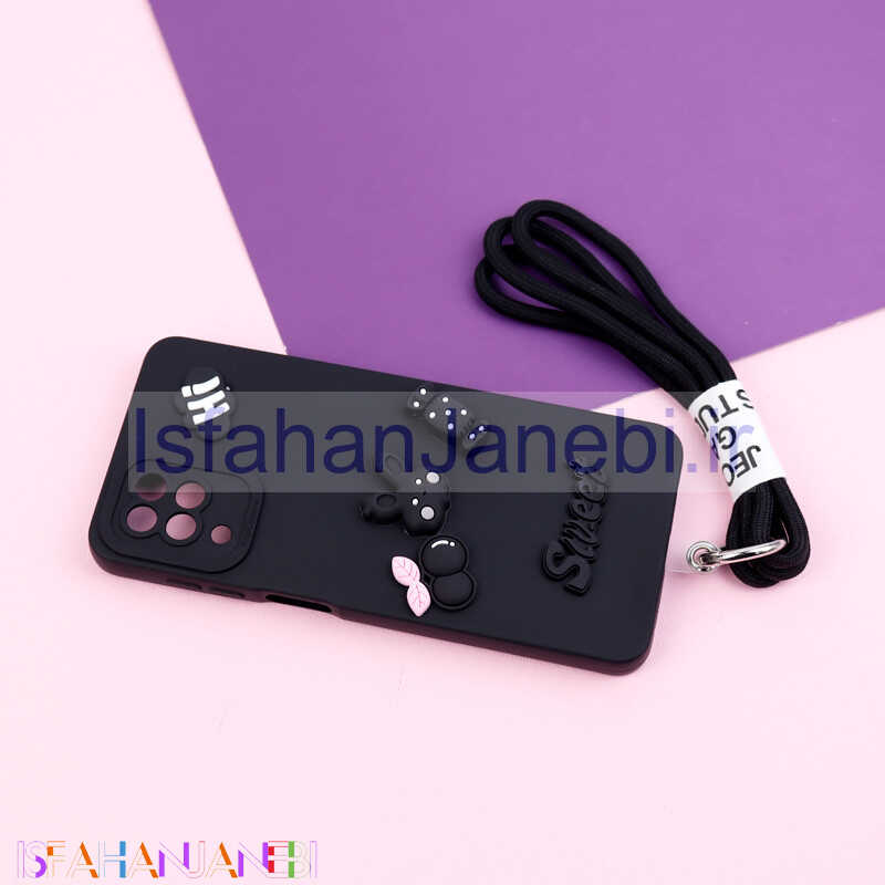 اصفهان جانبی-قاب عروسکی برجسته محافظ لنزدار + بند آویز Samsung Galaxy A12