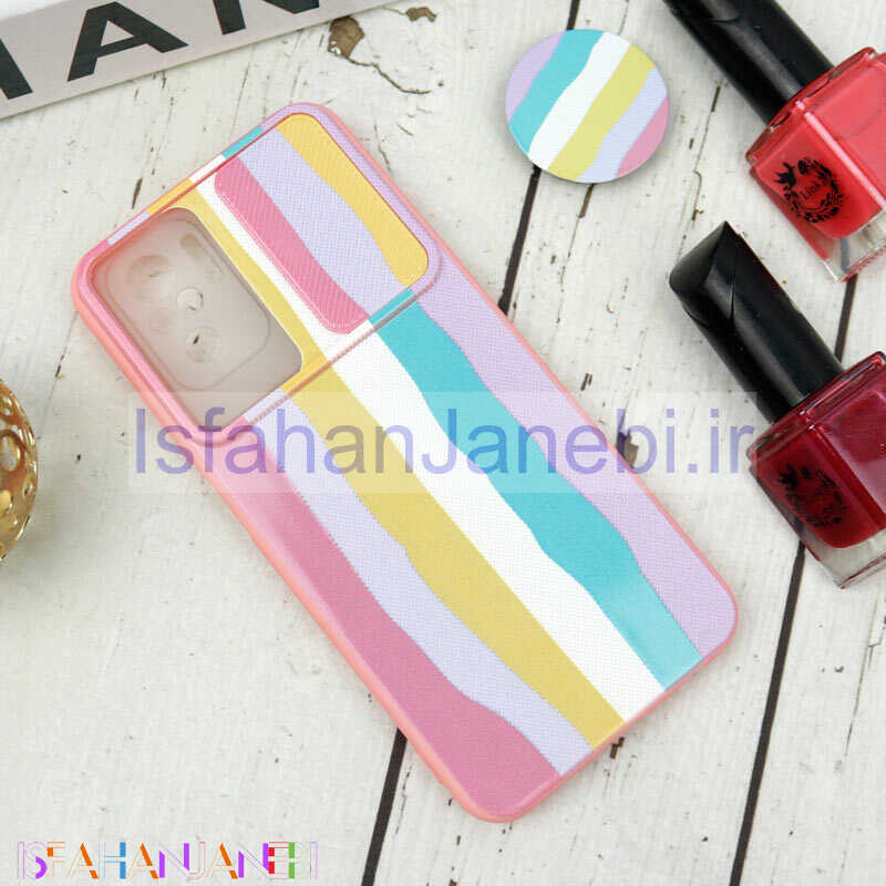 اصفهان جانبی-قاب طرحدار محافظ لنزدار کشویی + پاپ سوکت طرح رنگین کمان شیائومی Redmi Note 10 سری B