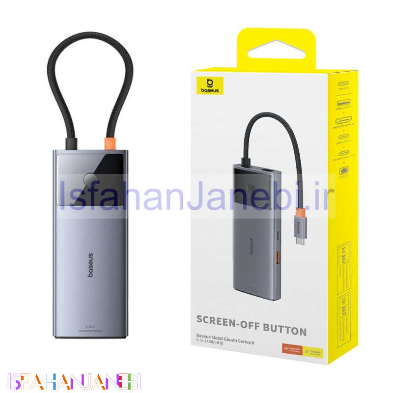 اصفهان جانبی-هاب 6 پورت Type-C باسئوس Metal Gleam Series II B00061802813-00