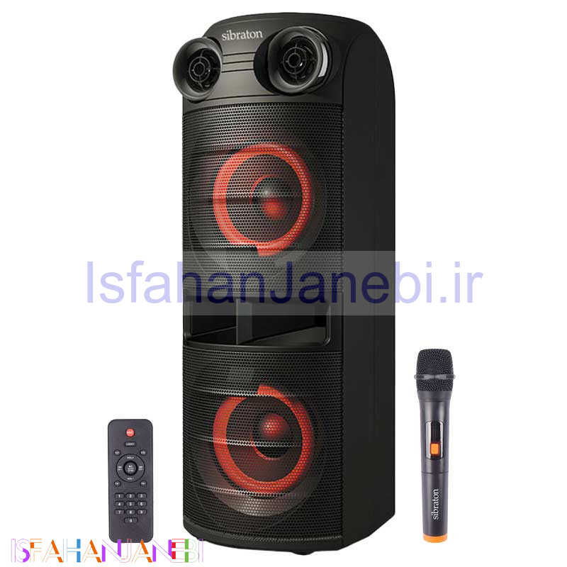 اصفهان جانبی-اسپیکر چمدانی بلوتوثی رم و فلش خور Sibraton S-BS1069 + میکروفون و ریموت کنترل