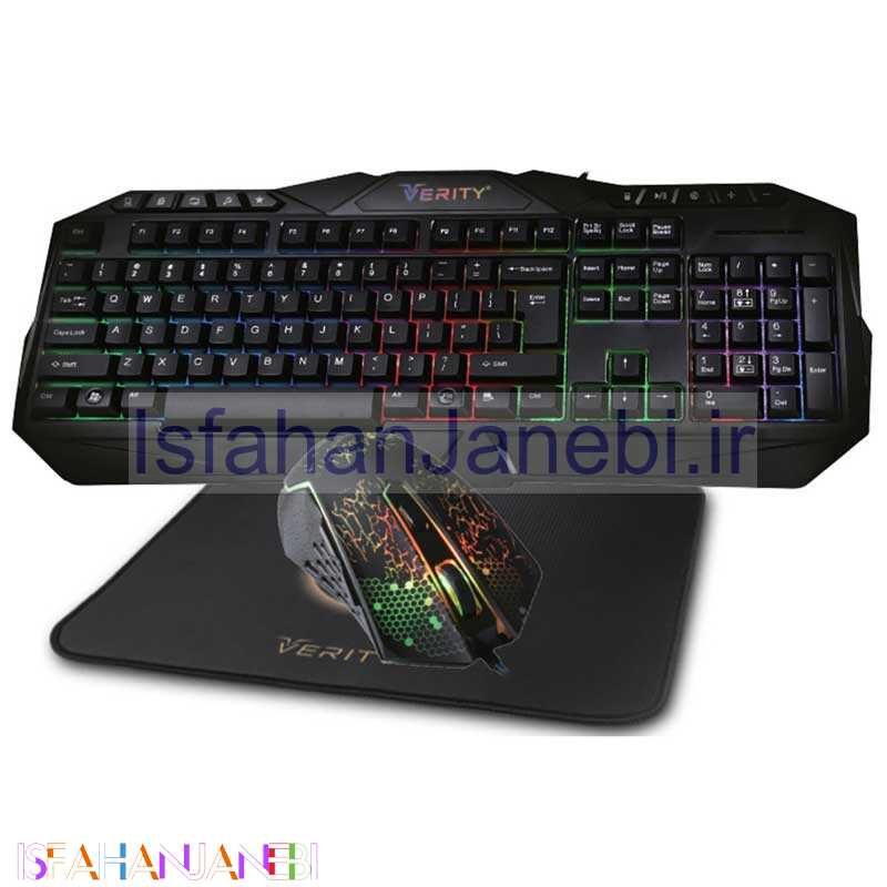 اصفهان جانبی-کیبورد و موس گیمینگ وریتی V-KB6110GCW + پد موس