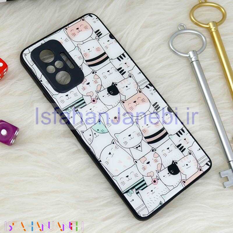 اصفهان جانبی-قاب محافظ لنزدار پشت گلسی طرحدار گربه Xiaomi Redmi Note 10 Pro