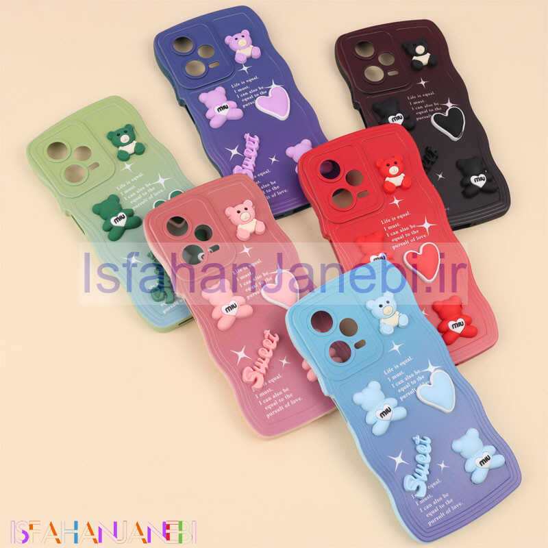 اصفهان جانبی-قاب رنگی مات عروسک برجسته محافظ لنزدار Xiaomi Redmi Note 12 Pro 5G