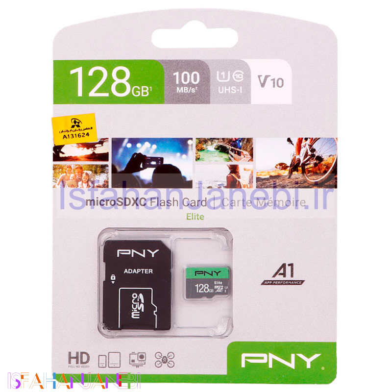 اصفهان جانبی-رم میکرو 128 گیگ پی ان وای PNY Elite A1 V10 U1 C10 100MB/s + خشاب