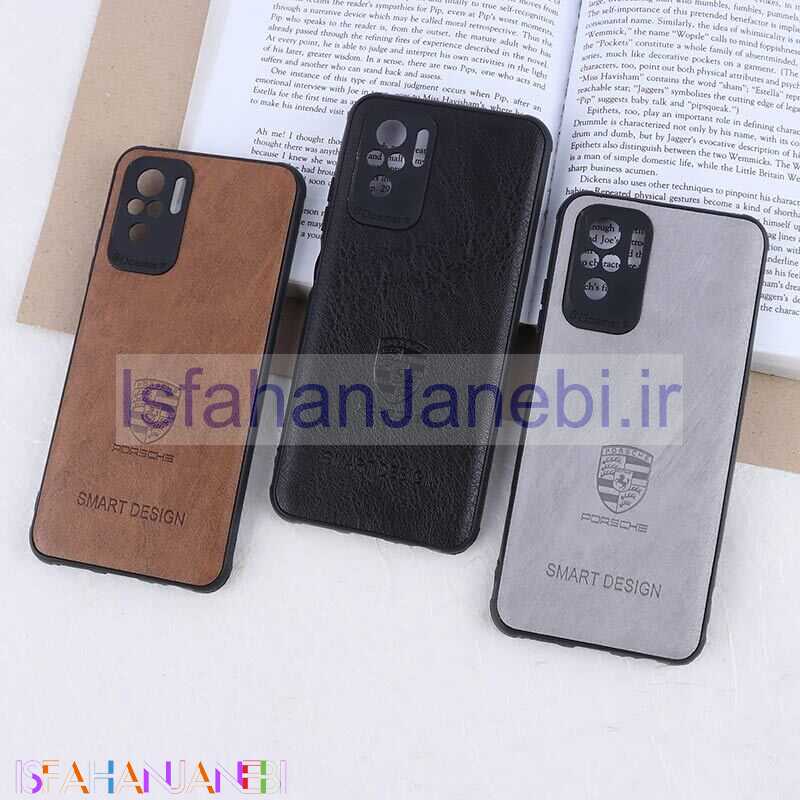 اصفهان جانبی-قاب چرمی Smart Design شیائومی Redmi Note 10 4G / 10s طرح Porsche محافظ لنزدار