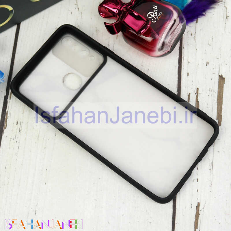 اصفهان جانبی-قاب طرحدار محافظ لنزدار کشویی + پاپ سوکت طرح سنگی سفید سامسونگ A20s سری C