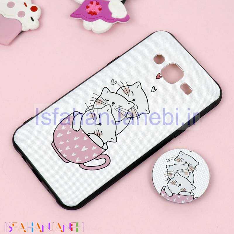 اصفهان جانبی-قاب فانتزی برجسته + پاپ سوکت طرح گربه سامسونگ J5 سری D