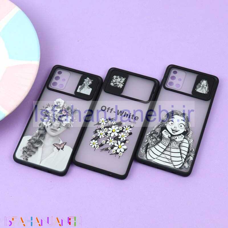 اصفهان جانبی-قاب محافظ لنز دار کشویی طرحدار مشکی Samsung A71