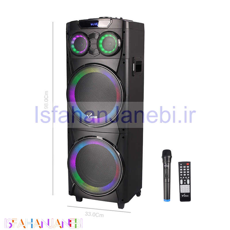 اصفهان جانبی-اسپیکر چمدانی بلوتوثی رم و فلش خور Vanmaax MAX-1035 + میکروفون و ریموت کنترل