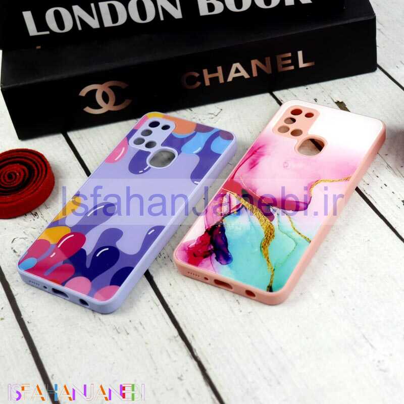 اصفهان جانبی-قاب طرحدار پشت گلسی محافظ لنزدار Samsung Galaxy A21s