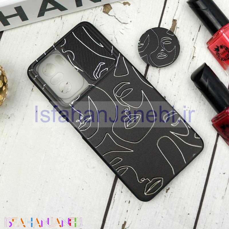 اصفهان جانبی-قاب طرحدار محافظ لنزدار کشویی + پاپ سوکت طرح چهره شیائومی Poco F3 سری B