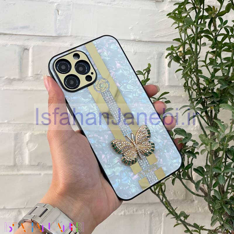 اصفهان جانبی-قاب طرح پروانه ای محافظ لنزدار برجسته iPhone 12 Pro Max سفید