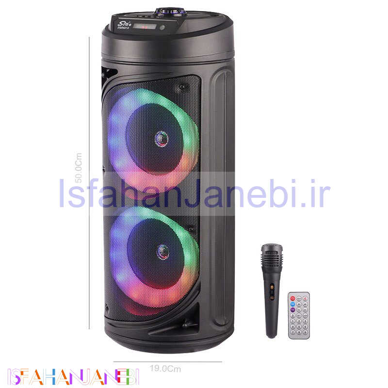 اصفهان جانبی-اسپیکر چمدانی بلوتوثی رم و فلش خور Sing-E ZQS6212 + میکروفون و ریموت کنترل