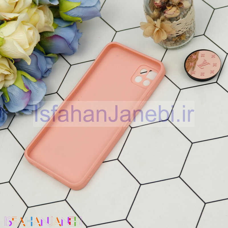 اصفهان جانبی-قاب محافظ لنزدار آینه ای + پاپ سوکت طرح LV صورتی Samsung Galaxy A22 5G